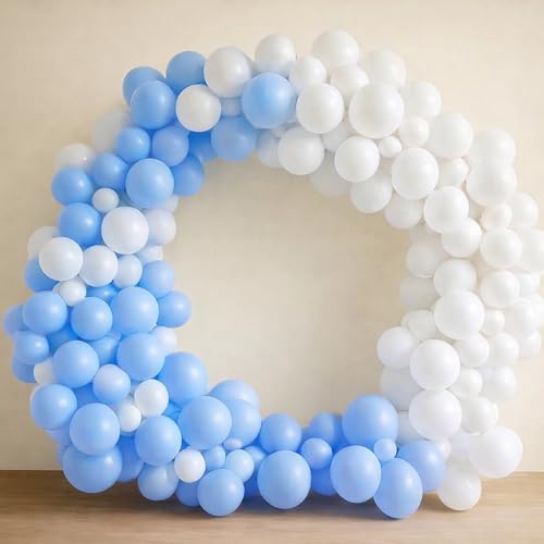 Image of Regular Balloon Combo For Decoration with Glue Dots & Balloon Arch Strip - Party Decor Set For Easy Party Setup (BLUE WHITE, 50)