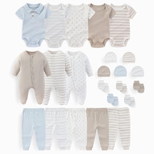 Image of JELYLOVE Unisex Baby Boy Girl Bodysuits And Pants Sets 23 pack Cotton New born Clothing Comfort Infant Birthday Outfit