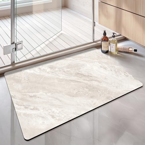 LUMI Ultra Thin Bath Mat, Non-Slip Rubber Super Absorbent Ultra-Thin Bathroom Rugs, Under Doors, Quick Dry Bathroom Floor Mats, Ideal for Shower, Tub and Sink, 17