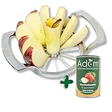 Profi Edelstahl Apfelteiler, Küchenwerkzeug für Obstzubereitung, 12-teiliges Schnittmuster, langlebig, vielseitig und einfach zu reinigen (Adam Apfelschneider + Adam Frischhaltelösung)