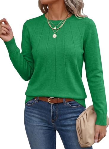 Image of SHEWIN Womens Sweaters 2026 Casual Crewneck Long Sleeve Lightweight Knit Pullover Sweater Tops Fall Clothes