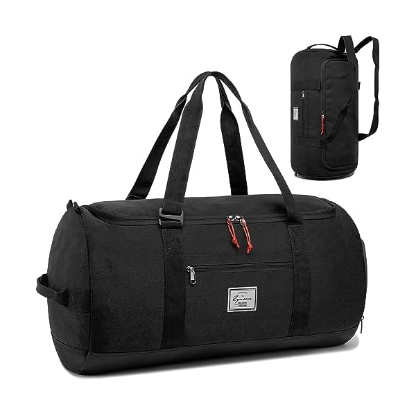Lyweem Sports Gym Bag Men - Large 60L Travel Duffle Bag with Shoe Compartment Women, Weekender Backpack, Overnight Duffel Bag, Black