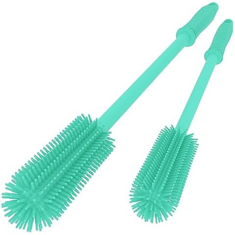 Silicone Bottle Cleaning Brush | 2 Pack| 15.7”+12.6” Water Bottle Brush Cleaner Brush for Hydro Flask,Glassware,Vacuum Sports Bottle&Vases,Water Bottle Cleaner Brush for Narrow Neck Containers Cover
