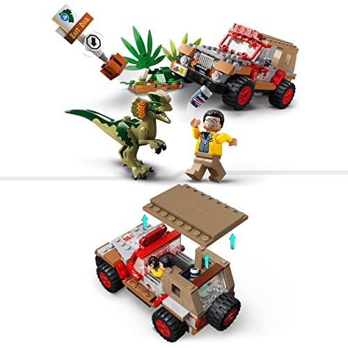 LEGO Jurassic Park Dilophosaurus Ambush Dinosaur Toy for Boys Girls, Kids 6 Plus Years Old, with Dino Figure and Jeep Car Toy - Image 3
