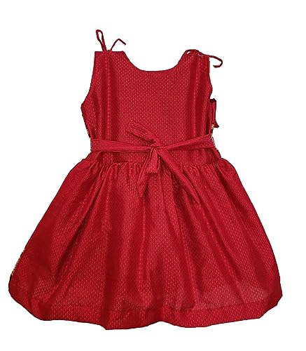 Girl's Indian Traditional Ethnic Wear Reshim Cotton Khan Knot Frock2