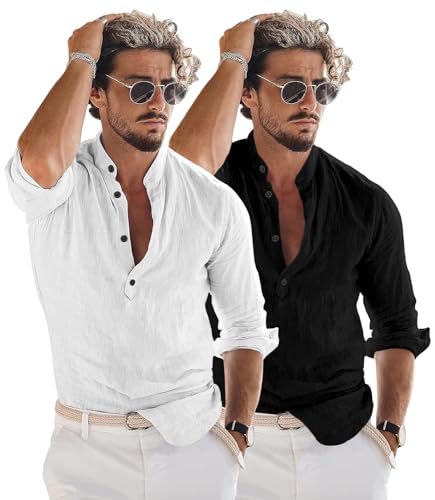Image of Combo of Men Solid Cotton Blend Straight Kurta Shirt Pack of 2