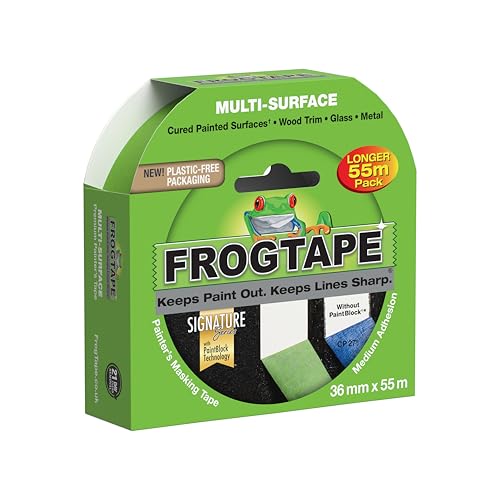 Frog Tape Green Multi Surface Painters Masking Tape Indoor Painting and Decorating For Sharp Lines and No Paint Bleed 36mm x 55m