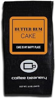 Butter Rum Cake Flavored Coffee, Specialty Arabica Coffee, Medium Roast, 12 ounce, Fine