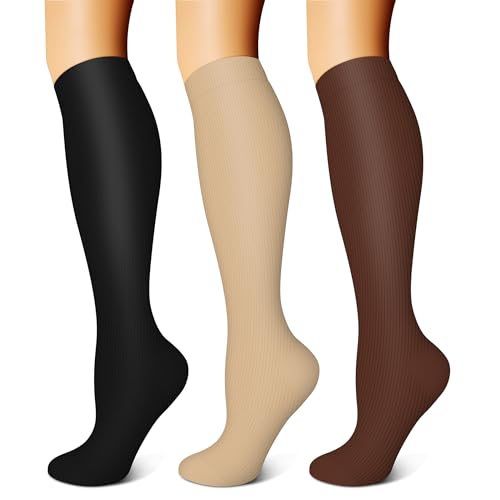 Image of FEYHAY Copper Compression Socks (3 Pairs) 15-20 mmHg Circulation is Best Athletic & Daily for Men & Women, Running, Climbing