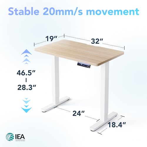Image of HUANUO One-Piece AI-Powered Electric Standing Desk, Smart APP, Work with Alexa & Google, Adjustable Height, 3 Memory Settings, Sedentary Reminder, Ergonomic Sit-Stand Desk, 32-inch, Light Walnut