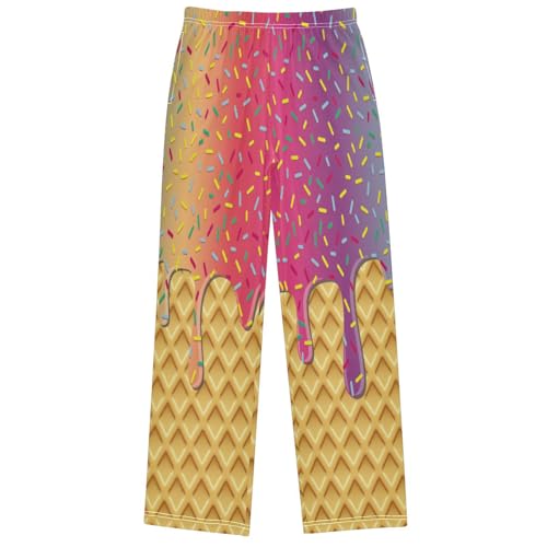 Boys' Pants Purple Ice Cream Drip Joggers Elastic Long Bottoms Trousers Sweatpants with Pockets Size 6-14