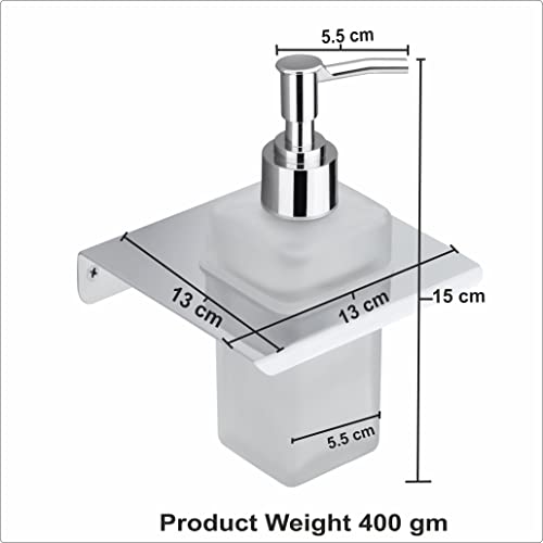Image of Wall Mounted Liquid Soap Dispenser with Frosted Glass Bottle | Rustproof Bathroom Soap Pump Holder | Heavy Duty Chrome Finish Hand Wash Dispenser for Bathroom, Kitchen & Wash Basin