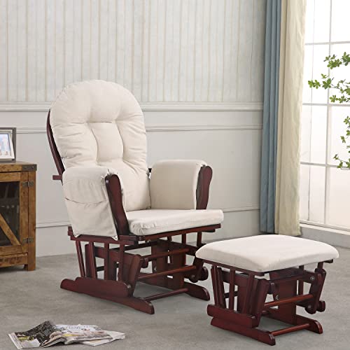 Image of Rejoice Home Atoll Glider with Ottoman, Cherry/Beige