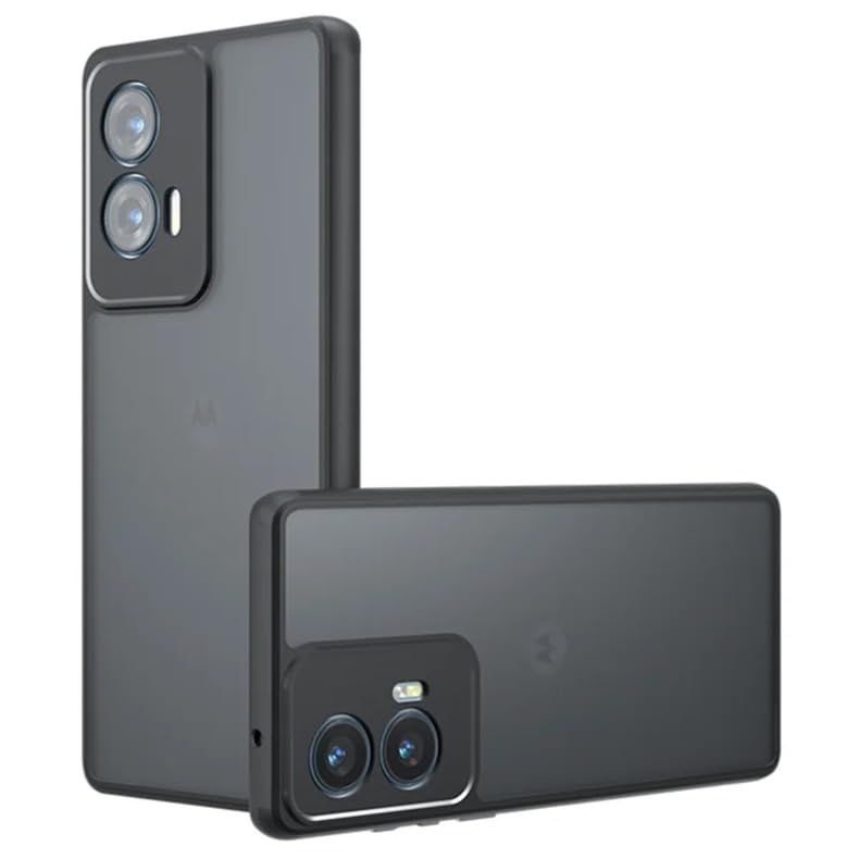 Image of Matte PC+TPU Back Cover Case for Motorola Moto G96 5G, Black | Anti-Fingerprint, 2.4m Drop Protection, Airbag Corners, Camera Protection, Skin-Friendly Feel