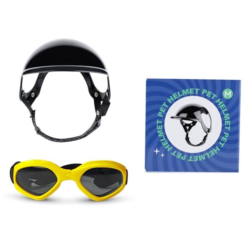 Casque pour petits chiens et lunettes soleil anti vent M - 2