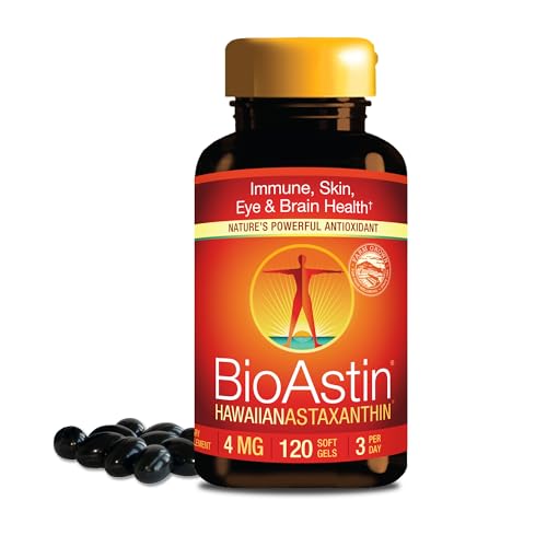 Nutrex Hawaii BioAstin Hawaiian Astaxanthin - 4mg Customizable Dosage 120 Softgels - Antioxidant Support for Skin & Immune Health - Premium Microalgae Grown in Kona Hawaii - Non-GMO & Gluten-Free