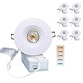 POPANU Premium Canless Recessed Gimbal Downlight Rotatable-Spotlight 5 CCT 4 Inch Eyeball Ceilling Potlight, Dimmable Lights Fixture with Junction Box, 8W, White Round Trim, with Baffle, 6P