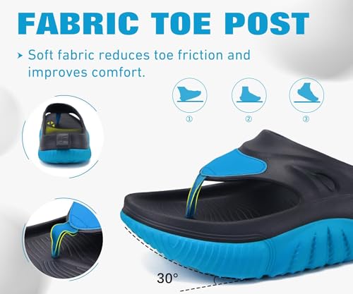 Image of COFACE Men Orthopedic Footbed Flip Flops Fabric Toe Post Beach Sandals Size 7-15