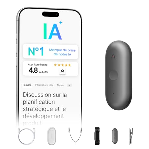 Plaud NotePin S Enregistreur Vocal IA avec Bouton Tactile Prise