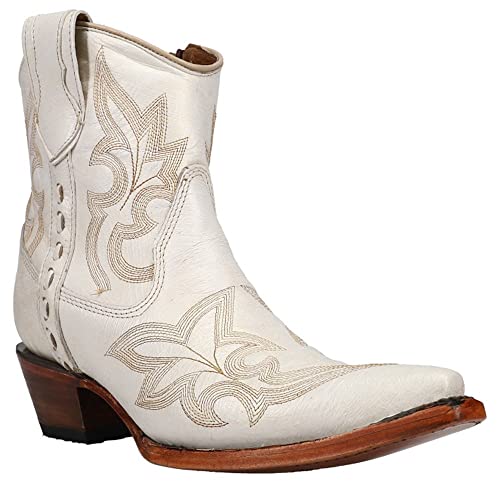 Corral Boots Womens Embroidered Snip Toe Casual Boots Ankle Low Heel 1-2" - Off White - Size 7 M #TOP1