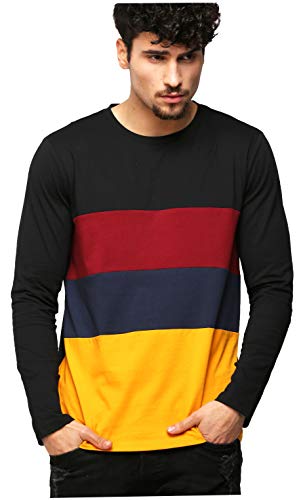Image of AELOMART Men's Full Sleeve Regular Fit T-Shirt (AMT1206-Pn,Black)