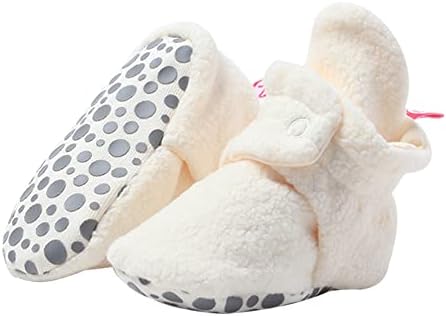 Zutano Unisex Cozie Fleece Baby Booties with Grippers, Baby Essentials, Cream, 12 Months Unisex Infant