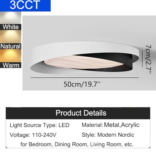 Plafonnier LED moderne minimaliste à 2 niveaux noir et blanc avec télécommande