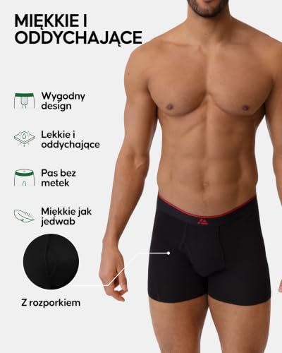 DANISH ENDURANCE Bambusowe Bokserki Męskie, Klasyczna Bielizna Premium, Gwarancja Antydziurkowa, 3-PACK