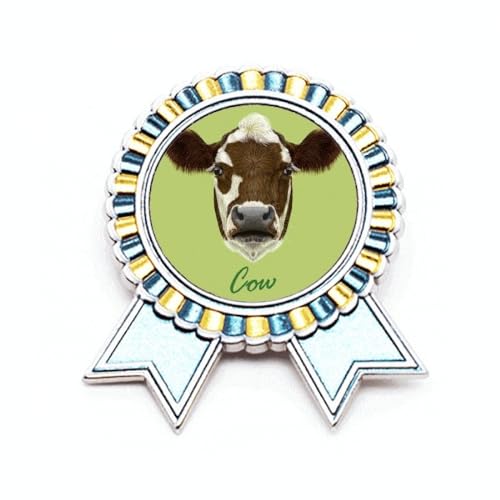 Broche vache laitière marron et blanc métal M, cadeau idéal pour éleveur