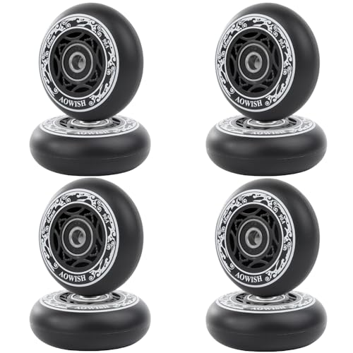 AOWISH 8-Pack 68mm Inline Skate Wheels Outdoor Asphalt Formula Aggressive Roller Blades Wheels 90a Roller Hockey Replacement Wheels with Bearings ABEC-9 and Floating Spacers (Black Color)