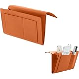 XBFOCNH Tasca Portaoggetti Letto,Organizer Letto,Feltro Comodino Organizzatore Tasca,Porta Telecomando da Divano per Libri, Riviste,Cellulare,Telecomando,Grigio Scuro,32 * 20CM