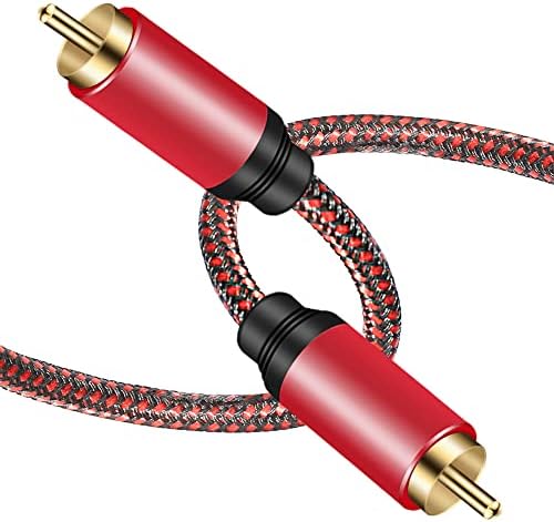 Digital Coaxial Audio Cable 2M,1RCA Male to 1RCA Male Subwoofer Cable Nylon Braided RCA Video Cable for Subwoofer, Home Theater, HDTV, Hi-Fi Systems (2M)