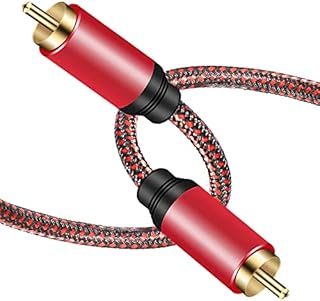 Digital Coaxial Audio Cable 2M,1RCA Male to 1RCA Male Subwoofer Cable Nylon Braided RCA Video Cable for Subwoofer, Home Theater, HDTV, Hi-Fi Systems (2M)