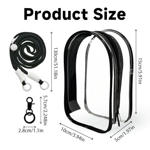Image of Clear Figure Display Bag with Keychain and Lanyard, Protective Doll Case, 15cm /5.91in Crossbody Doll Storage Bag