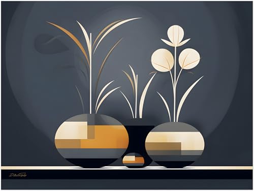 Décoration murale grande taille poster fleur géométrique salon moderne