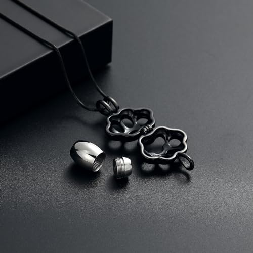 QGJNSGC Pet Cremation Jewelry for Ashes for Dog Cat Paw Print Memorial Locket Urn Necklace with Mini Case Keepsake Cremation Jewelry for Women/Men - Image 3