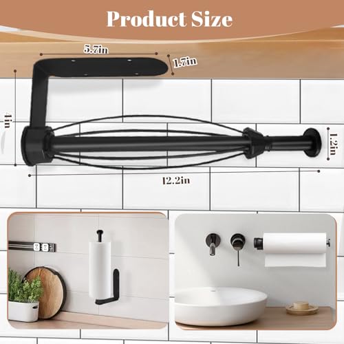 Image of Paper Towel Holder Under Cabinet, Self-Adhesive Hanging Paper Towel Holder with Damping Effect, Under Counter Paper Roll Holder for Kitchen, Bathroom, RV
