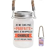 lampe maison charles bronze Lanterne 450 ml en verre dépoli avec anse en corde. La lanterne s'allume dès qu'elle détecte de l'obscurité. Pile AAA non inclue.