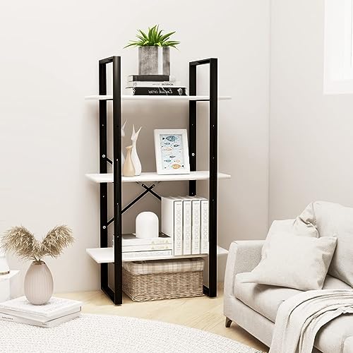 QZZCED Estantería decorativa para salón, biblioteca, oficina, estantería de almacenamiento, color blanco, 60 x 30 x 105 cm, madera maciza de pino para salón, dormitorio, oficina