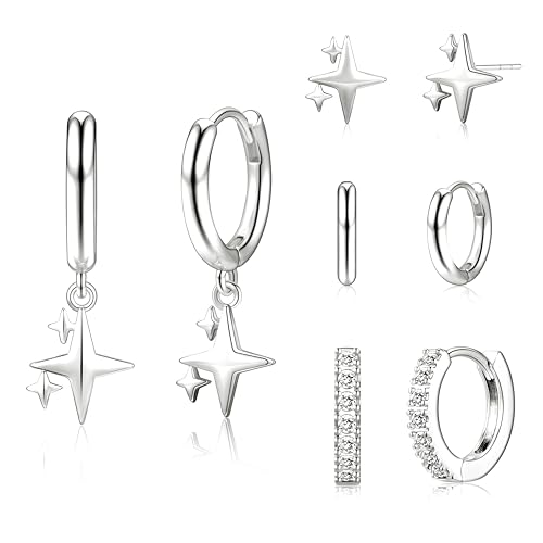 Image of Small Gold Huggie Hoop Earrings Set for Women Men Hypoallergenic 14K Plated Stack Cartilage Earrings, Sterling Silver Multiple Piercing Lightweight Mini Thin Cute Dainty Trendy Jewelry Gifts for Women