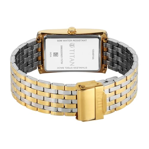 Image of Titan Regalia Allure Analog with Date and Silver White Dial Dual Tone Stainless Strap Watch for Men - 10046BM03
