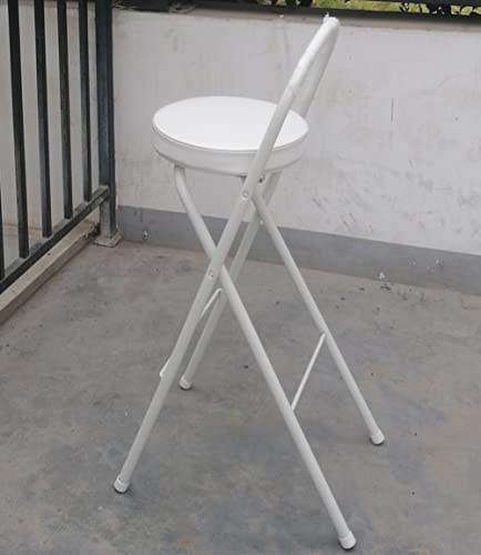 Chaise de bar de hauteur de comptoir 75cm blanche pliante pour pub - 4