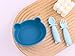 teensy peepsy Silicone Bowl Suction with Spoon and Fork for Babies 6 months+ Suction Bowls for Baby Utensils 6-12M+ BLW Baby Essentials Newborn Essentials Must Haves (Aquamarine)