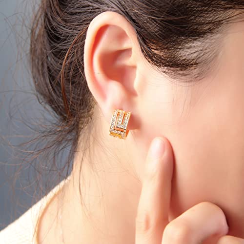 Asymmetric Open Small Gold Hoop Earrings For Women : Dainty 14K Gold Plated C Shaped Post Hoop Earrings Hypoallergenic Chunky Thick Huggie Hoop Earrings For Girls #TOP5