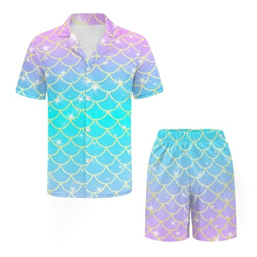 Men Pajama Set Sleepwear Short Sleeve Pajamas Loungewear Pj Set With Pockets