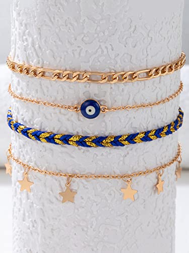 Modern Toned Star Charm Combo Anklet for Women