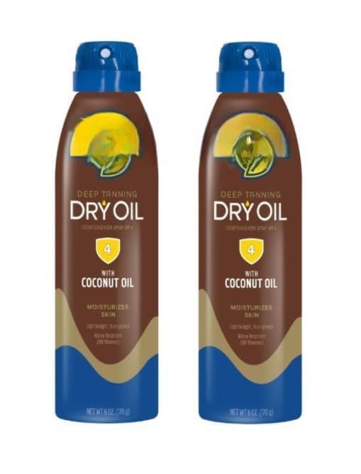 Boat Deep Tanning Dry Oil Clear Spray Sunscreen SPF-4 Lightweight Non-Greasy 6 fl oz 2 Pack