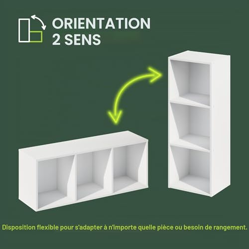 Furinno Luder Bibliothèque Étagère de Rangement Cubes à 3 Étages, Blanc – vue 5
