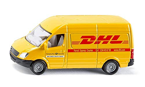 Siku 1504 Streifenwagen Polizei, blau & 1085, Postwagen, Metall/Kunststoff, Gelb, DHL-Optik, Bereifung aus Gummi – Bild 6