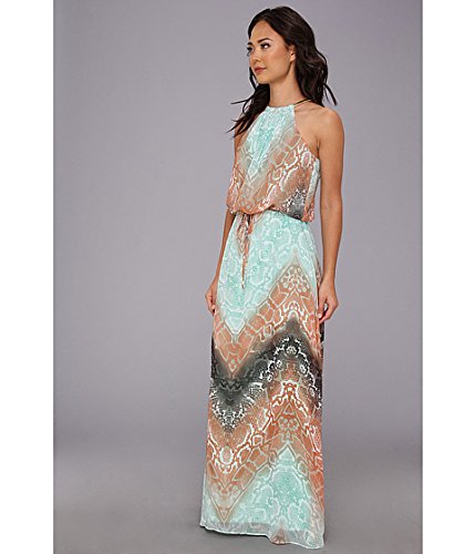 Vince Camuto Women's Halter Blouson Pritned Chiffon Maxi Dress